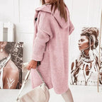 Women's Hooded Midi Winter Coat with Button Closure