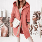 Women's Hooded Midi Winter Coat with Button Fastening