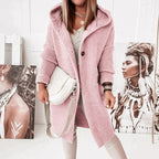 Women's Hooded Midi Winter Coat with Button Fastening