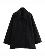 Cozy Oversized Wool Autumn Coat with Buttons – Women's
