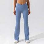 Women's Fitted Flared Sports Trousers with V-Waistband for Ultimate Comfort During Workouts