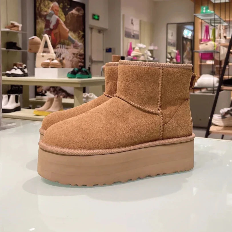 Women's Ultra Mini Ugg Boots – Cozy Fur-Lined Platform Ankle Booties