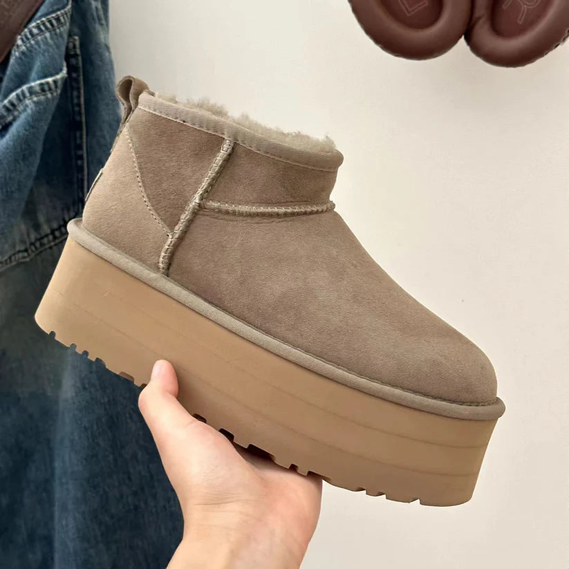 Women's Ultra Mini Ugg Boots – Cozy Fur-Lined Platform Ankle Booties