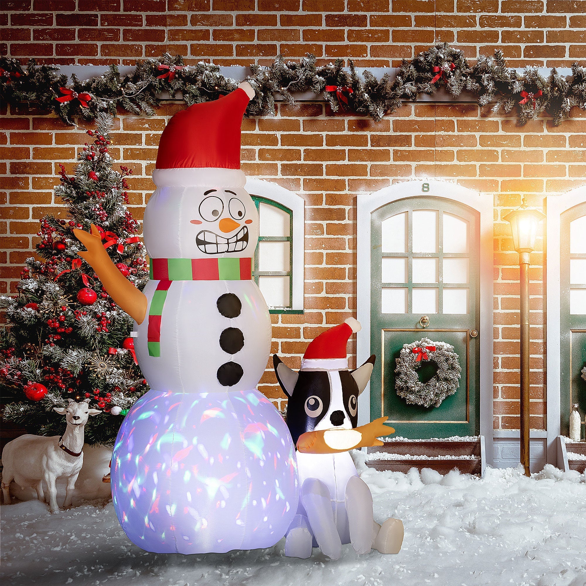 Joyful Inflatable Snowman with Adorable Dog Christmas Decoration