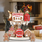 12-Piece Rustic Wooden Christmas Ornament Set – Perfect for Wall and Tray Home Décor