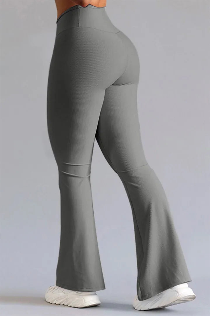 Women's Fitted Flared Sports Trousers with V-Waistband for Ultimate Comfort During Workouts