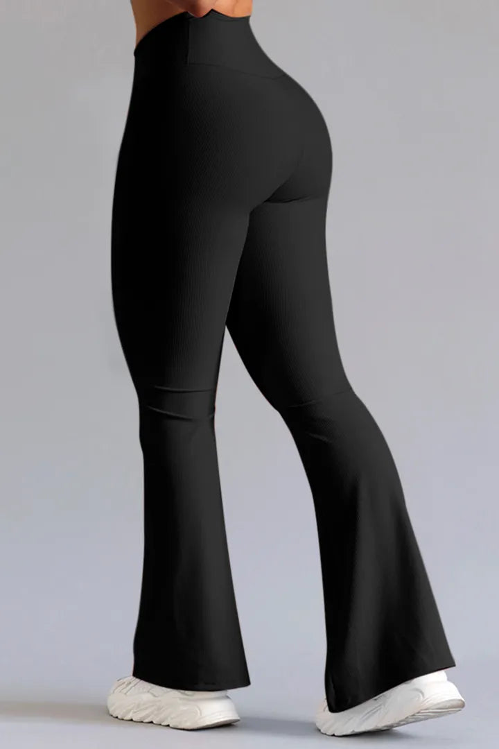 Women's Fitted Flared Sports Trousers with V-Waistband for Ultimate Comfort During Workouts