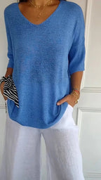 Chiara | Cozy V-Neck Knitted Top for Women