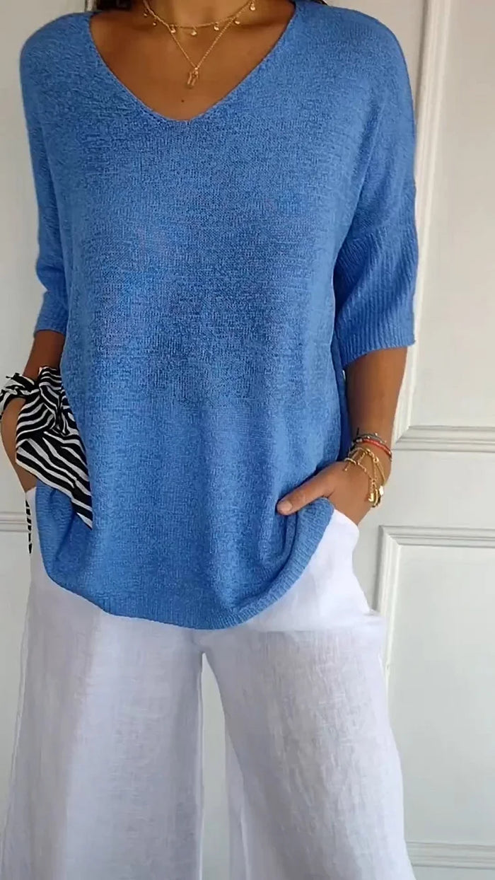 Chiara | Cozy V-Neck Knitted Top for Women