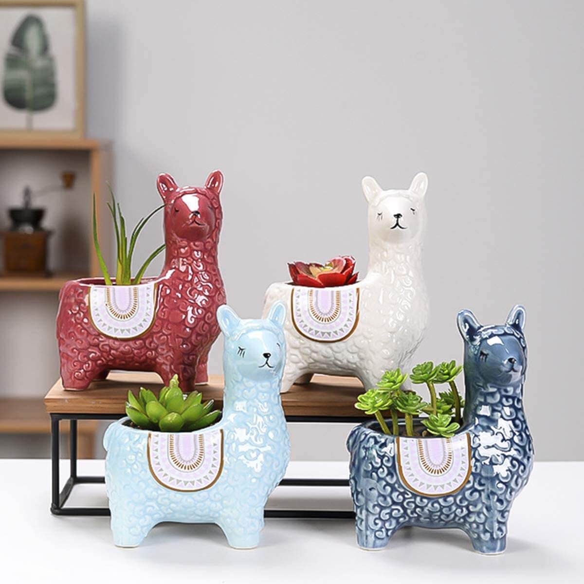 Alpaca-Themed Ceramic Plant Pots for Your Greenery