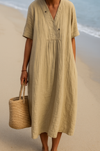 Amanda | Short Sleeve Linen Dress
