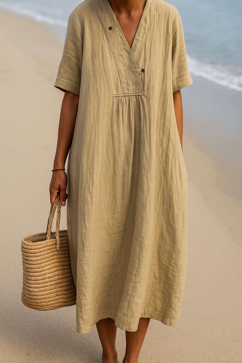 Amanda | Short Sleeve Linen Dress