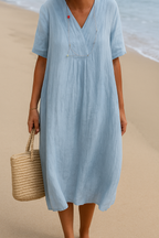 Amanda | Short Sleeve Linen Dress