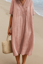 Amanda | Short Sleeve Linen Dress