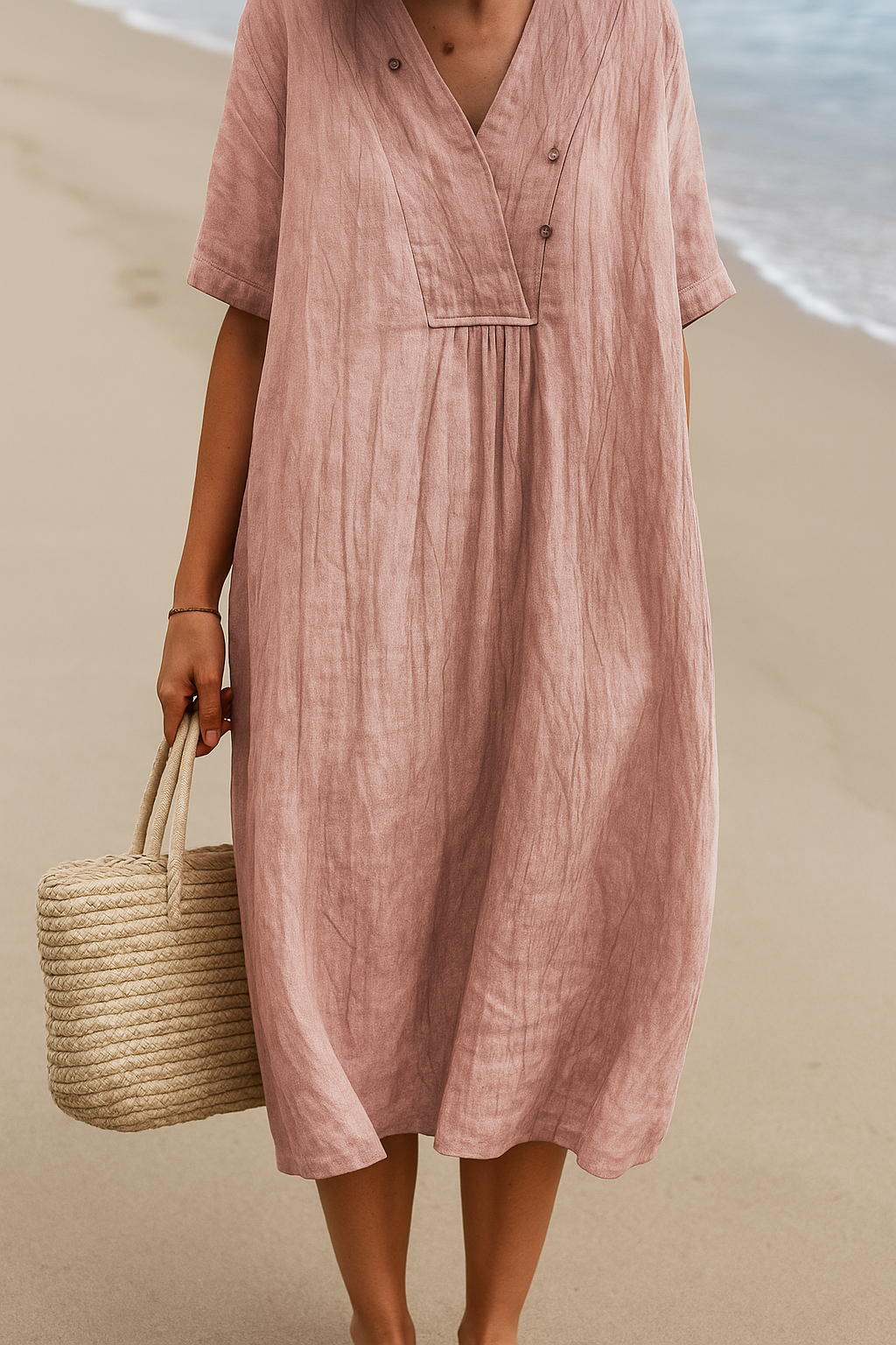 Amanda | Short Sleeve Linen Dress