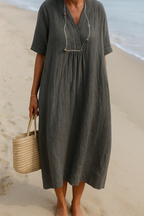 Amanda | Short Sleeve Linen Dress