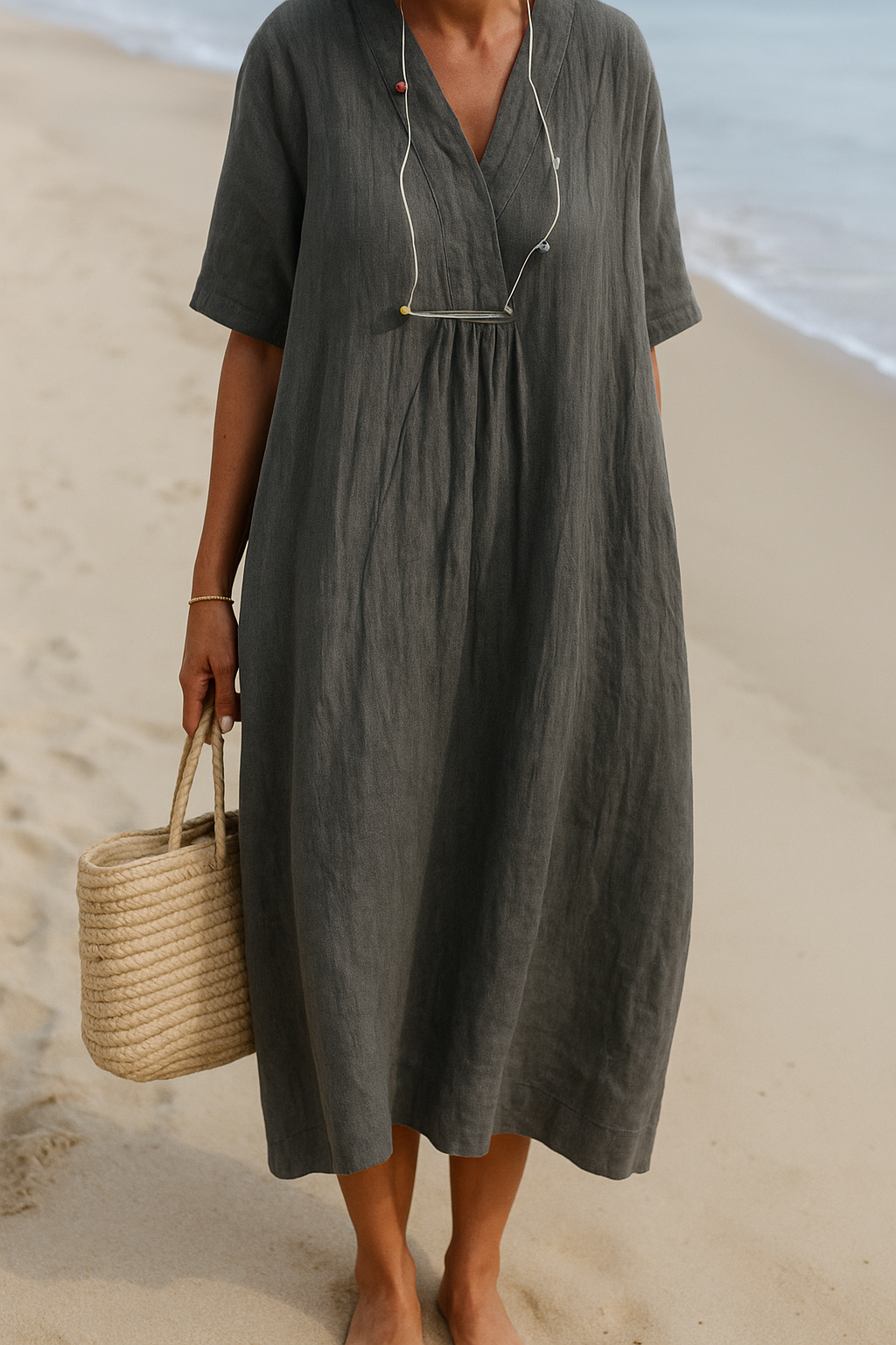 Amanda | Short Sleeve Linen Dress