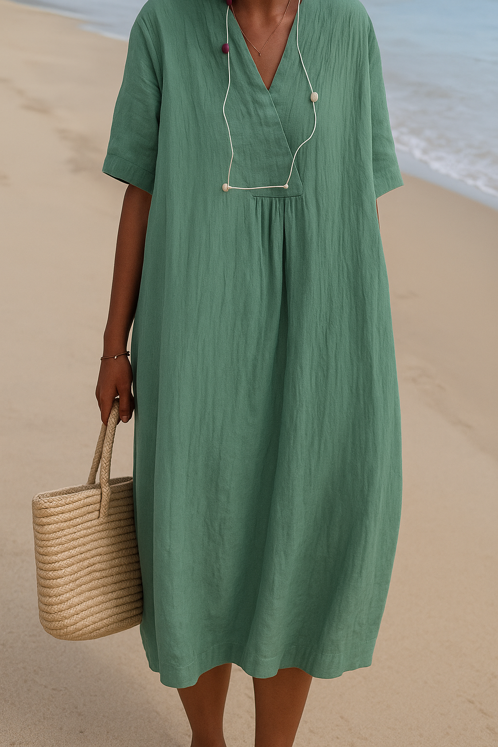 Amanda | Short Sleeve Linen Dress