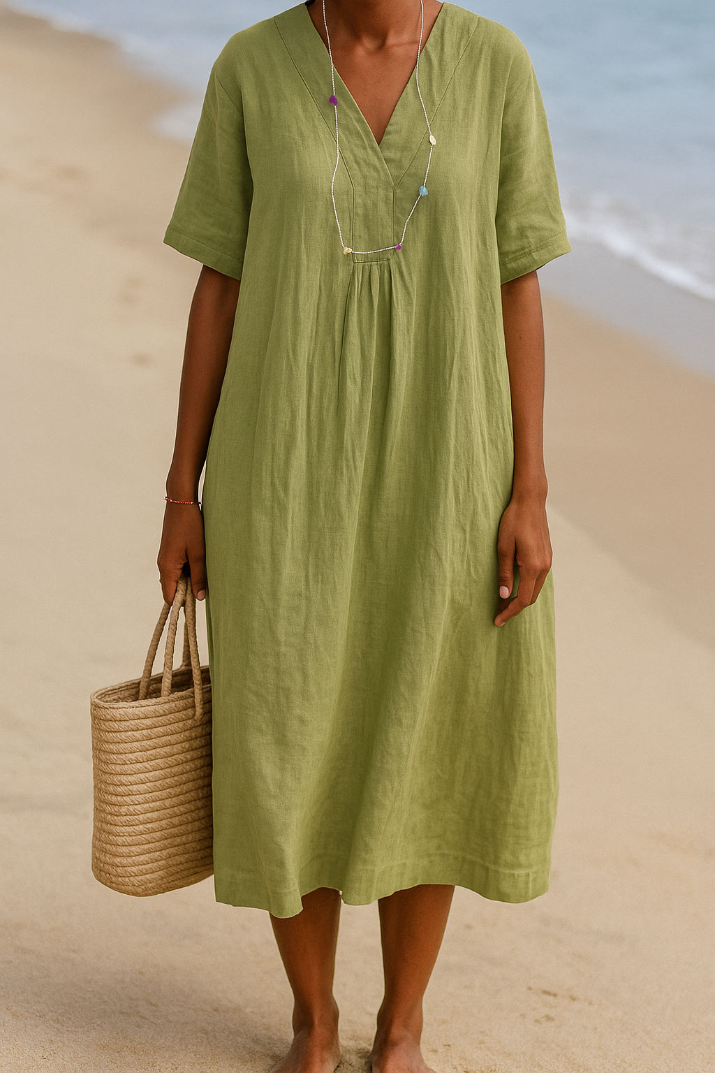 Amanda | Short Sleeve Linen Dress