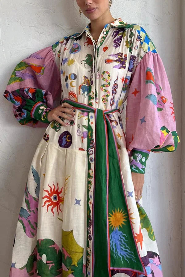 Anna | Retro Printed Maxi Dress