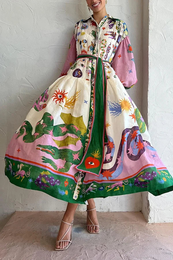 Anna | Retro Printed Maxi Dress