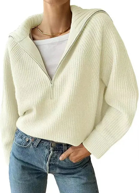 Anna | Women's V-Neck Knitted Jumper with Zip