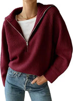 Anna | Women's V-Neck Knitted Jumper with Zip
