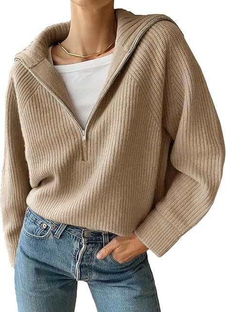 Anna | Women's V-Neck Knitted Jumper with Zip