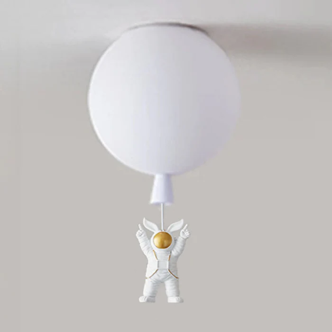CosmoGlow Modern LED Ceiling Lamp - Moon & Astronaut Design for Kids' Rooms