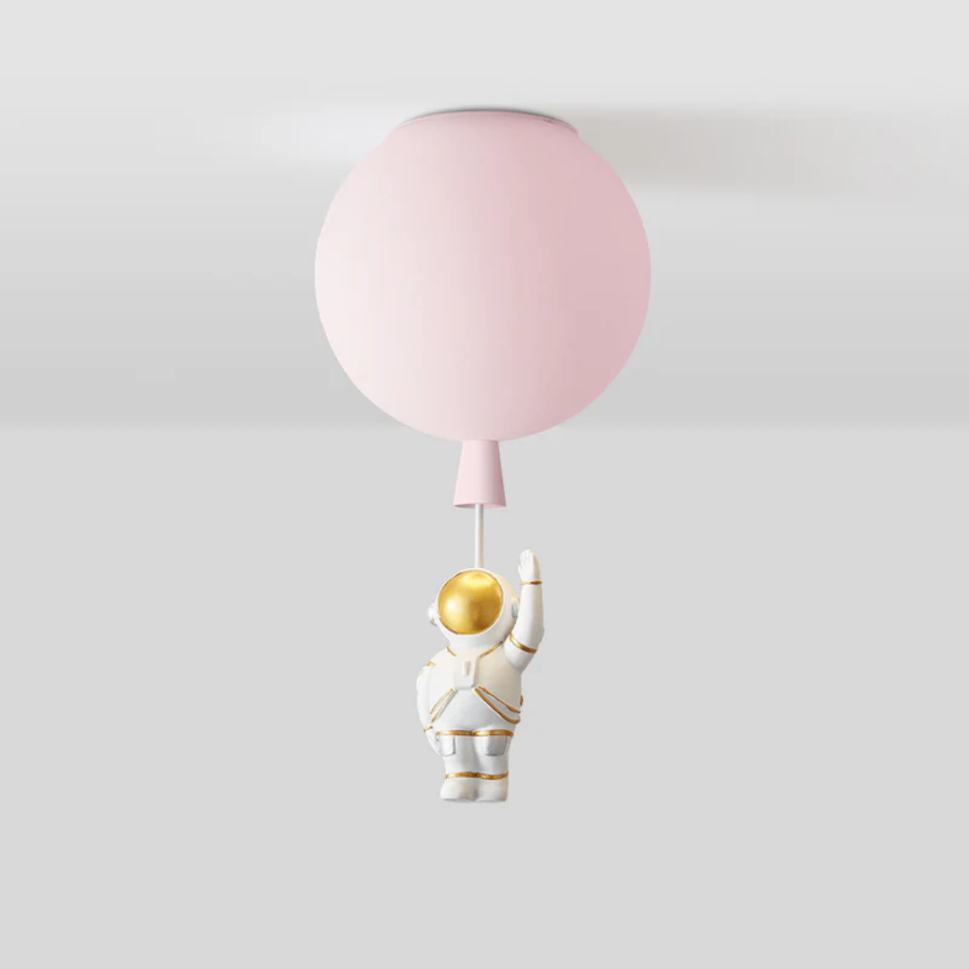CosmoGlow Modern LED Ceiling Lamp - Moon & Astronaut Design for Kids' Rooms