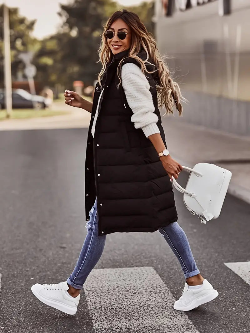 Women's Hooded Puffer Gilet with Zip Pockets