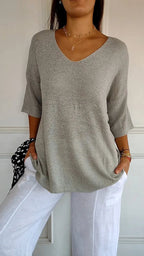 Chiara | Cozy V-Neck Knitted Top for Women