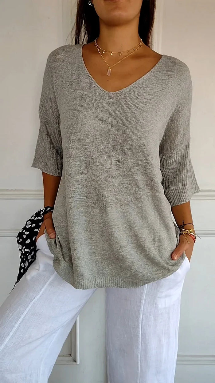 Chiara | Cozy V-Neck Knitted Top for Women