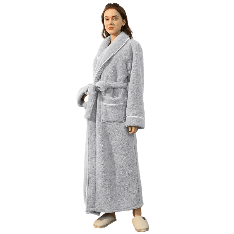 Cozy Fleece Bathrobe with Adjustable Tie Belt