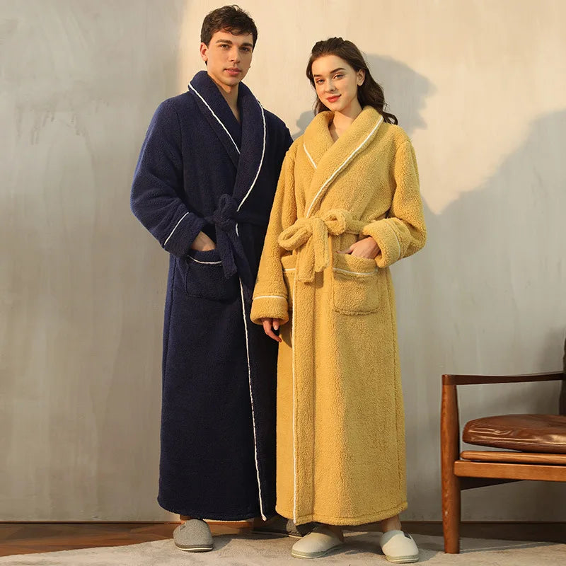 Cozy Fleece Bathrobe with Adjustable Tie Belt