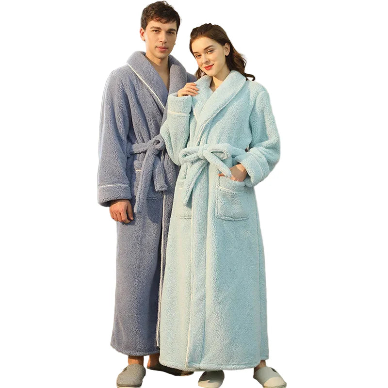 Cozy Fleece Bathrobe with Adjustable Tie Belt