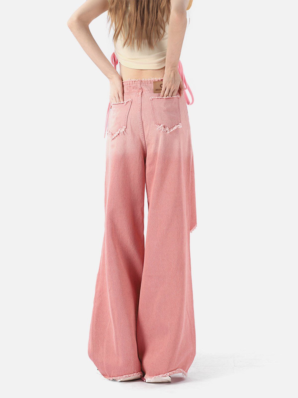 Beatrice | Relaxed Fit Jeans with Fringe and Letter Details