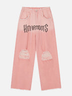 Beatrice | Relaxed Fit Jeans with Fringe and Letter Details