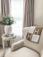 Luxurious Gold Cashmere and Wool Throw Blanket
