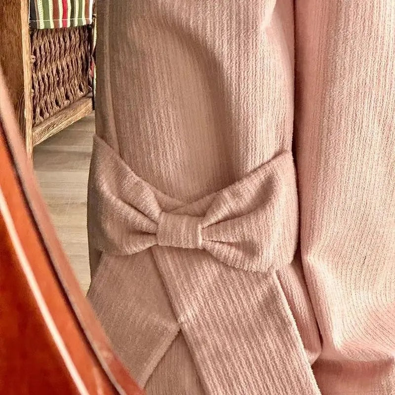 Birgit | High-Waisted Vintage Corduroy Trousers with Bow Detail