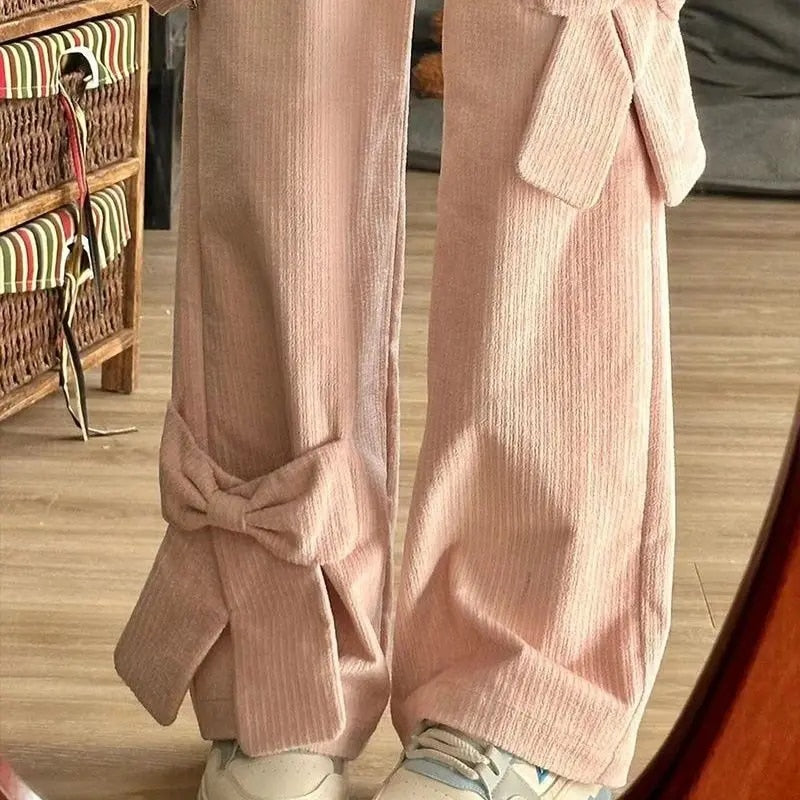Birgit | High-Waisted Vintage Corduroy Trousers with Bow Detail