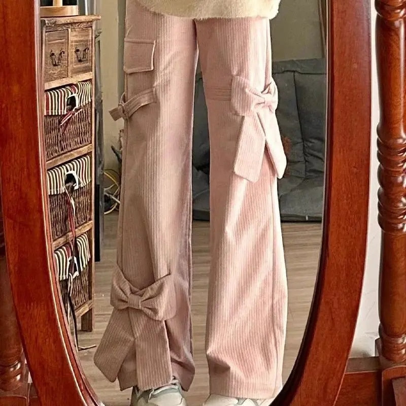 Birgit | High-Waisted Vintage Corduroy Trousers with Bow Detail