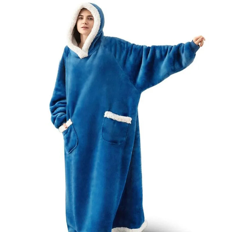 Oversized Sleeved Blanket Robe with Head Opening