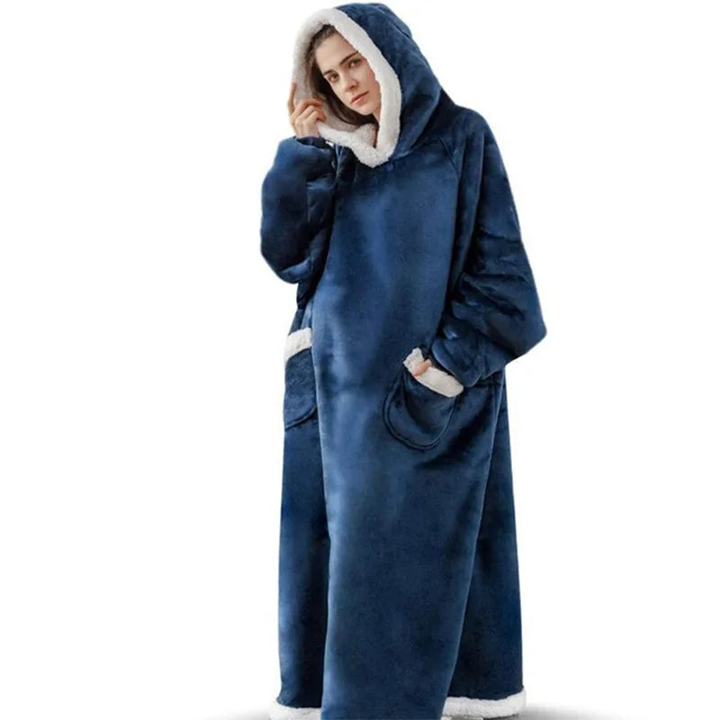 Oversized Sleeved Blanket Robe with Head Opening