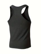 Bram | Solid Color Striped Knit Round Neck Tank Top