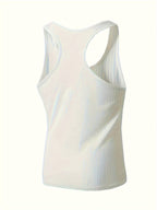 Bram | Solid Color Striped Knit Round Neck Tank Top