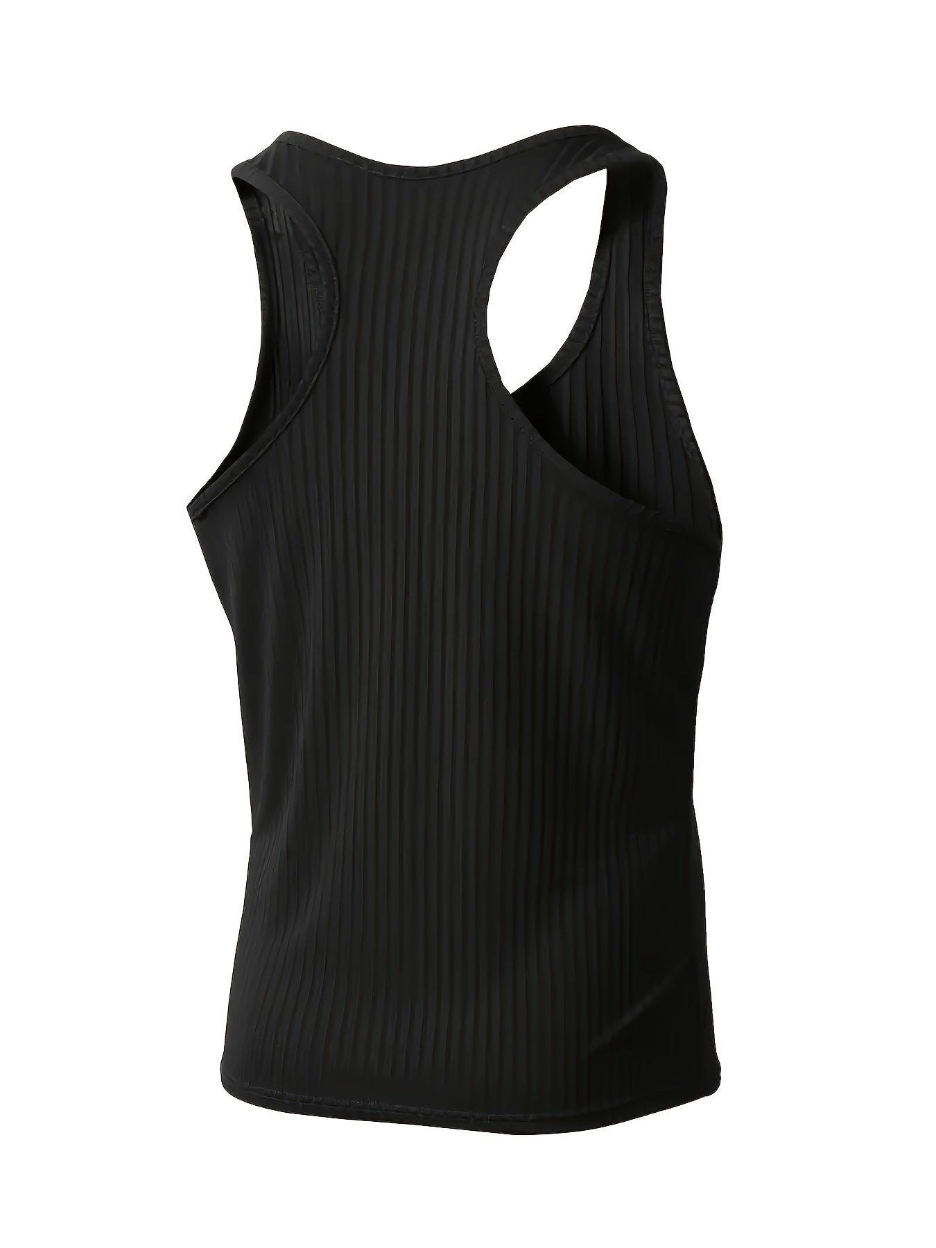 Bram | Solid Color Striped Knit Round Neck Tank Top
