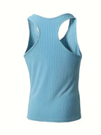 Bram | Solid Color Striped Knit Round Neck Tank Top