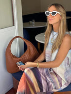 Vegan Leather Woven Handbag