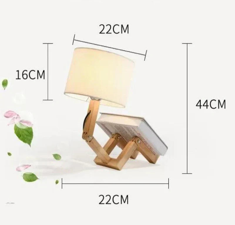 RutanFlex Wooden Table Lamp with Integrated Book Holders